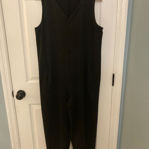 Eileen Fisher Zip Front Cotton Blend Ponte Lantern Jumpsuit Romper - Picture 2 of 4